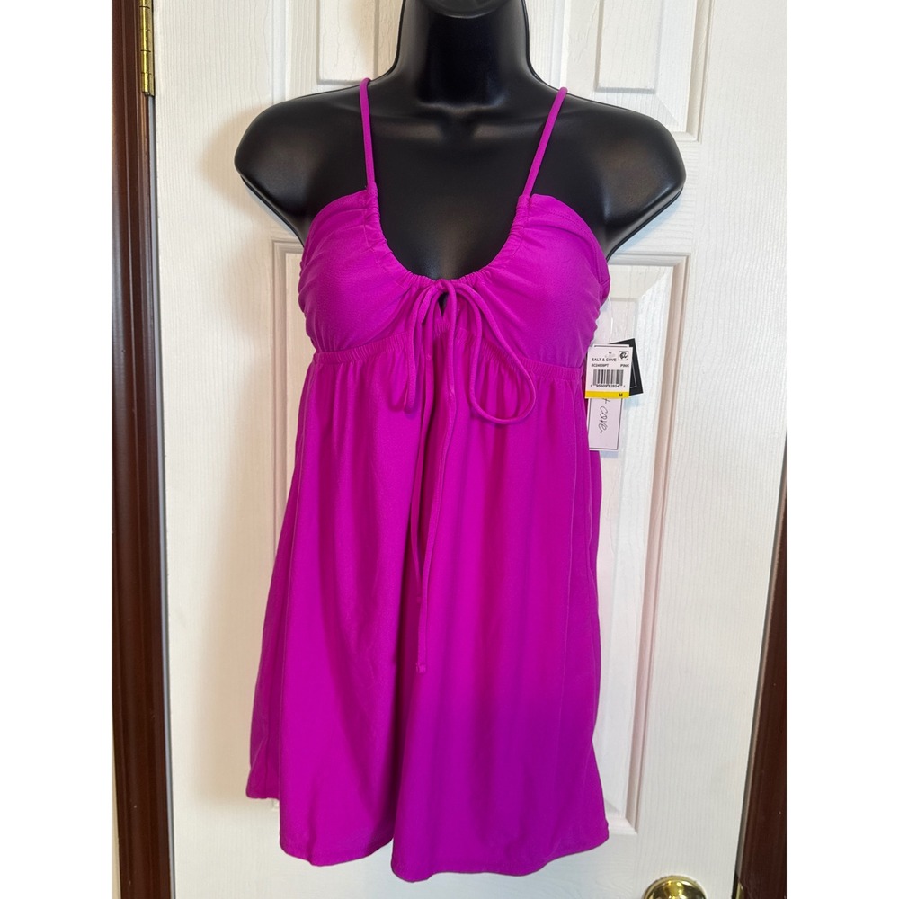 Salt & Cove Swim Cover Up Criss Cross Back Tie Front Pink Medium